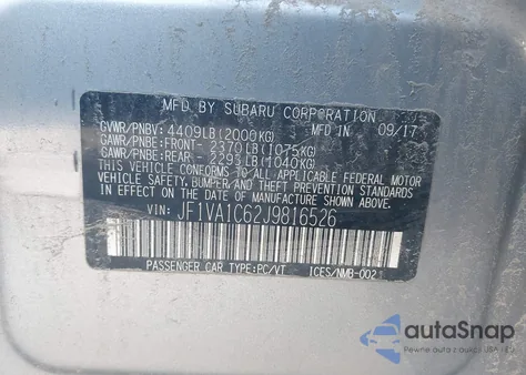 2018 Subaru Wrx Premium from USA, damaged, VIN JF1VA1C62J9816526